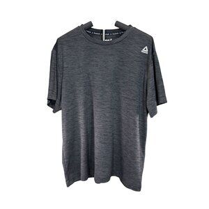 Reebok Mens Athletic T-Shirt XL Black and Gray Quick-Dry Short Sleeve